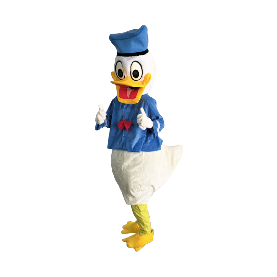Mascote Pato Donald com animador